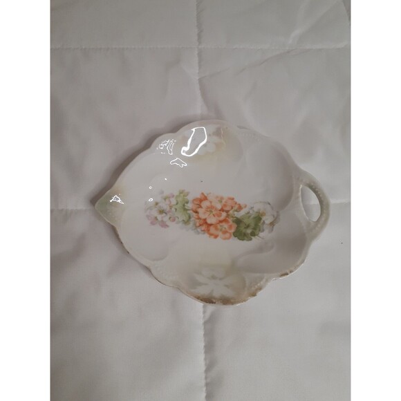 Vintage German Floral Porcelain Teardrop Shape Nut Candy Dish - Picture 1 of 6
